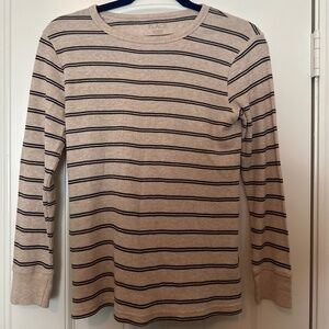 The Children’s Place Beige Striped Long Sleeve Thermal Tee - Size 10/12